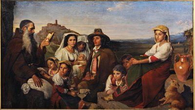 Un sermón, un monje predicando en la campiña romana de John Leslie
