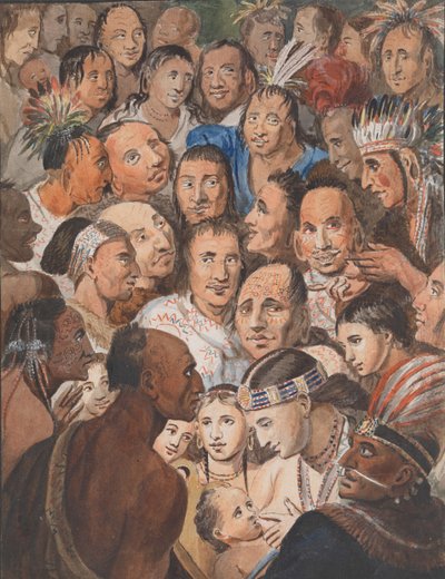 Cuadro de caras indias de John Lewis Krimmel