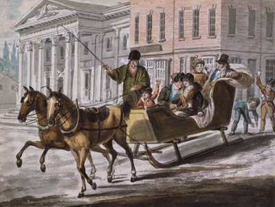 Escena de Invierno en Filadelfia—El Banco de los Estados Unidos en el Fondo, 1811-ca. 1813 de John Lewis Krimmel