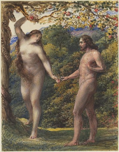 Eva Ofreciendo la Fruta Prohibida a Adán, 1830-35 de John Linnell