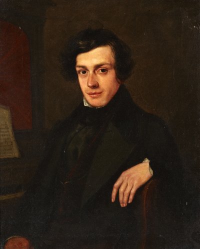 Retrato de un joven junto a un piano, c.1810-30 de John Linnell