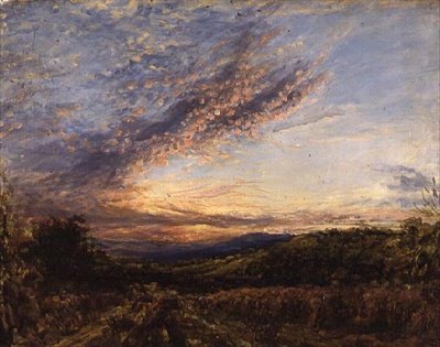 Atardecer sobre un paisaje de páramo, principios de 1850 de John Linnell