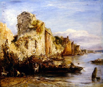 Descargando Barcos, Castillo de Southampton de John Linnell
