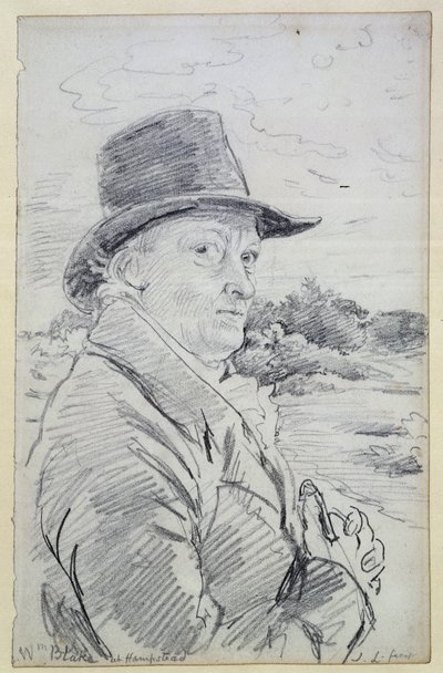 William Blake con sombrero, (inscripción: Wm Blake en Hampstead) c.1825 de John Linnell