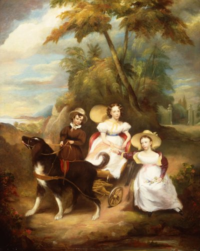 Un retrato grupal de tres niñas. de John Livingstone