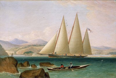 Una goleta frente a Port Royal, a la entrada de Kingston (Jamaica). Óleo sobre lienzo de John Lynn