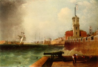 Marea alta bajo la batería, puerto de Portsmouth, 1846, 1942 de John Lynn