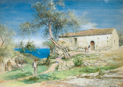 Una villa en Taormina, Sicilia de John MacWhirter
