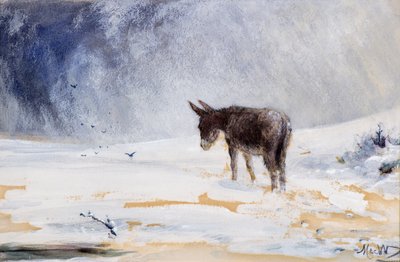 Burro en la nieve de John MacWhirter