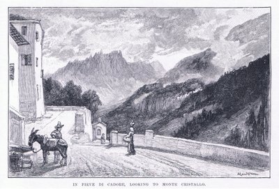 En Pieve Di Cadore, mirando hacia Monte Cristallo, de The Magazine of Art 1893, Cassell and Company de John MacWhirter
