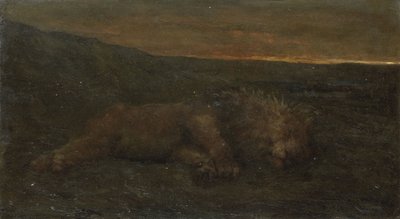 León dormido de noche de John Macallan Swan