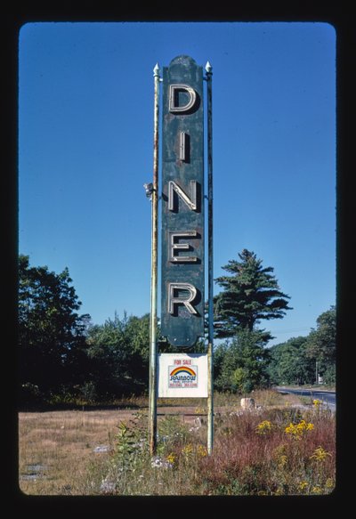 Cartel de restaurante, Shrewsbury, Massachusetts, EE.UU. de John Margolies