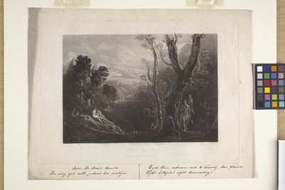 Satán contemplando a Adán y Eva en el Paraíso (mezzotinto) de John Marin