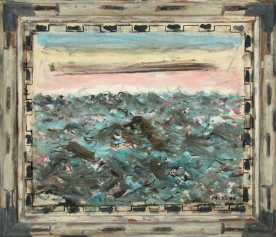 Mar, rojo claro y azul cerúleo 1948 (Óleo sobre lienzo) de John Marin