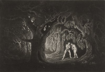 Adán oyendo la voz del Todopoderoso, c.1827 (mezzotinta) de John Martin