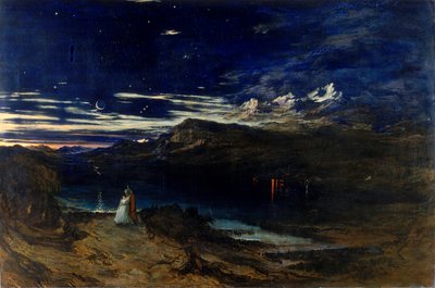 Arturo y Aegle en el Valle Feliz, 1849 de John Martin