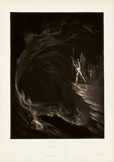 Satanás despertando a los ángeles caídos, Libro 1, línea 314, de John Milton, El paraíso perdido. de John Martin