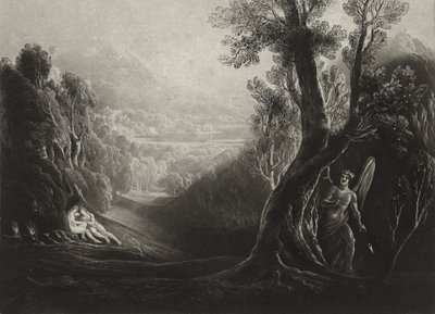 Satanás contemplando y Eva en el Paraíso, c.1827 de John Martin