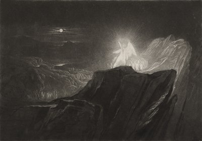 Los ángeles guardando el paraíso por la noche, c.1827 (mezzotinta) de John Martin