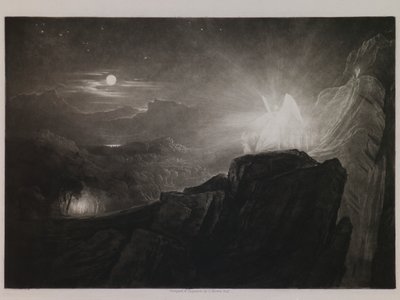 Los ángeles custodiando el paraíso de noche, ilustración de “Paradise Lost” de John Milton, Libro 4, Línea 866 de John Martin