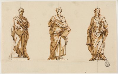 Tres Estudios para la Estatua de John Locke de John Michael Rysbrack