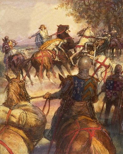 Carlos VI de Francia, completamente loco, arremete con su espada contra sus seguidores de John Millar Watt
