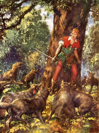 Robin Hood atrapado por lobos de John Millar Watt