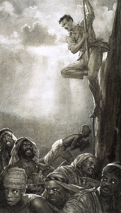 Los ladrones de tumbas, ilustración de "Aventuras en arqueología". de John Millar Watt