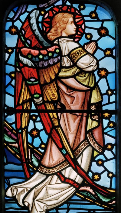 Cuxton, San Miguel, Ventana Este, Lavers & Barraud, John Millner Allen (1827-1902), Ángel de Cristo en Majestad con Santos, c.1865 de John Millner Allen