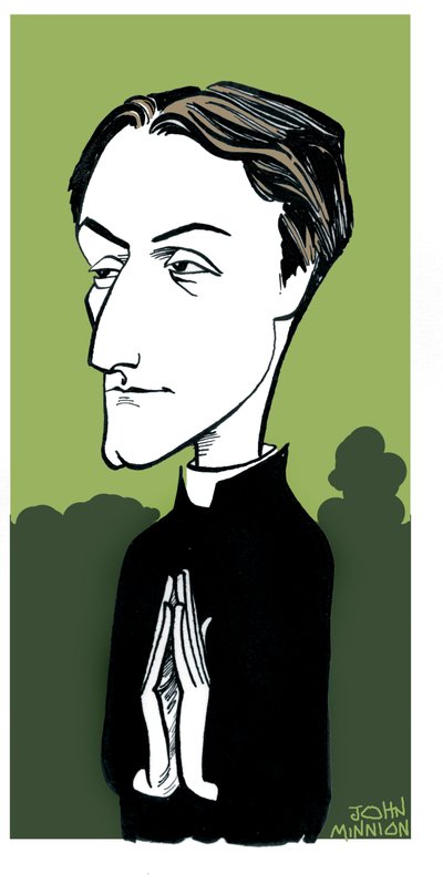 Caricatura de Gerard Manley Hopkins, poeta inglés, católico converso y sacerdote jesuita: 28 de julio de 1844 - 8 de junio de 1889 de John Minnion