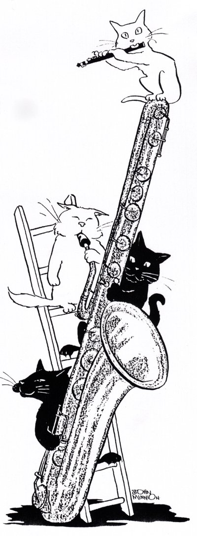 Saxofón y flauta (dibujo) de John Minnion
