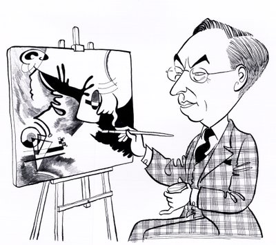 Vassily ( Wassily ) Kandinsky, caricatura con caballete de John Minnion