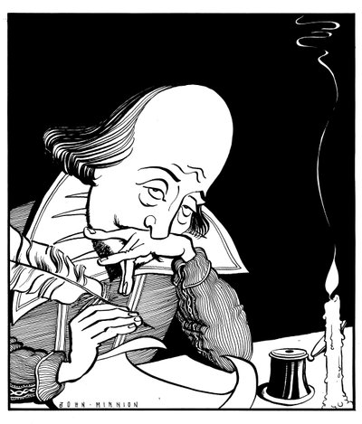 William Shakespeare escribiendo una obra de John Minnion de John Minnion