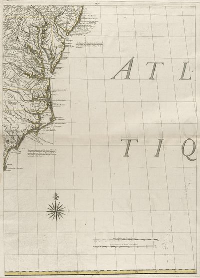 Mapa de los dominios británicos y franceses en América, 1756 de John Mitchell