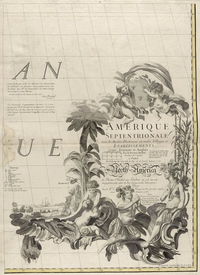 Un mapa de los dominios británicos y franceses en América, 1756 de John Mitchell
