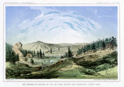 Aguas termales en su fuente en Lou Lou Fork, Bitterroot Mountains, Montana, EE.UU., 1856 de John Mix Stanley