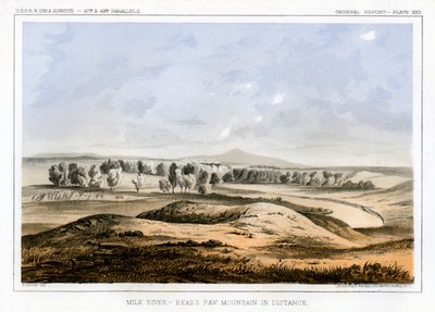 Río Milk, con la Montaña Bears Paw en la distancia, Montana, EE.UU., 1856 de John Mix Stanley