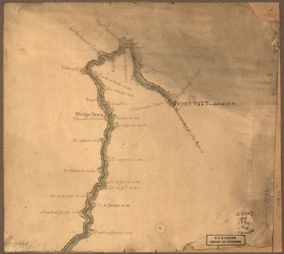 (Mapa del río Ohio desde Fort Pitt. LOC gm71002315 de John Montresor