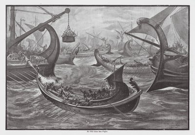 An Old Time Sea Fight (litografía) de John Moyr Smith