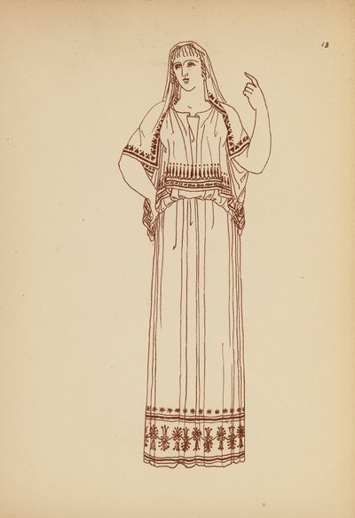 Traje femenino de la Antigua Grecia (litografía) de John Moyr Smith