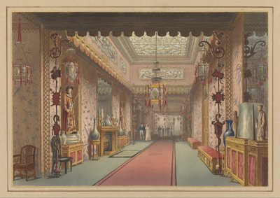 Galería China como era, Placa XV en Ilustraciones del Palacio de Su Majestad en Brighton... de John Nash