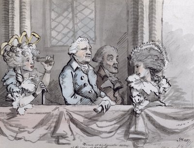 Caricatura del público en la conmemoración de Handel en la Abadía de Westminster de John Nixon
