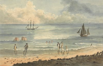 En las arenas de Brighton: Figuras paseando por la orilla de John Nixon