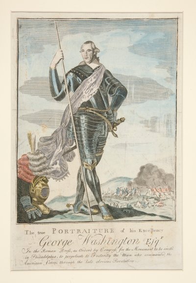 El verdadero retrato de Su Excelencia George Washington Esqr. en el vestido romano de John Norman