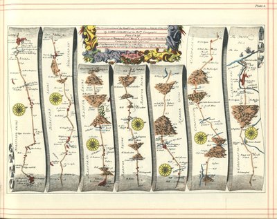 Atlas de Britannia: La continuación del camino de Londres a Aberystwyth, 1675 de John Ogilby