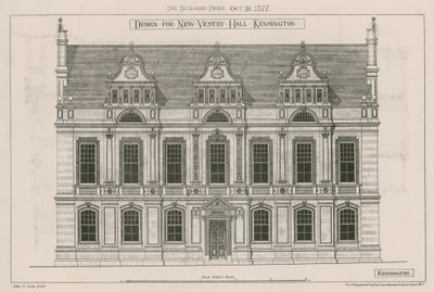 Diseño para el nuevo salón parroquial, Kensington, Londres de John Oldrid Scott