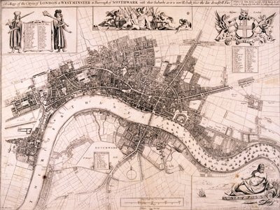 Mapa de Londres, c1680 de John Oliver