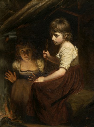 Niñas de cabaña junto al fuego de John Opie