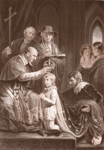 La coronación de Enrique VI, grabado por A.H. Payne de John Opie