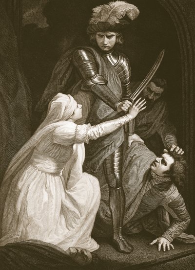 La captura de Mortimer, grabado por J. Fittler, ilustración de 